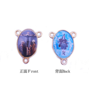 Accessoires de chapelet, pendentif ovale en alliage 2x2,5 cm pour la création de colliers avec images religieuses - Product Image 4