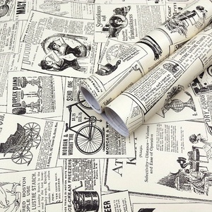 Retro British giornale modello carta da parati 3d nero bianco autoadesivo decorazione della parete <span class=keywords><strong>per</strong></span> soggiorno e sfondo TV - Product Image 1