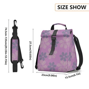 Sac isotherme de transport pour repas en cuir PU hawaïen, motif coquille conique violette, impression personnalisée, sacs à déjeuner réutilisables - Product Image 3