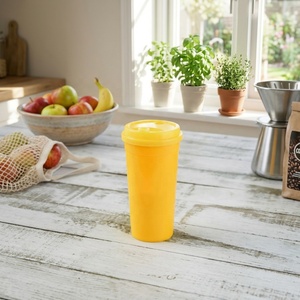 HACAMY PP Plastic Travel <b>Cup</b> <b>with</b> Snap On <b>Lid</b>, <b>Reusable</b> Beverage Mug for Coffee, Milk, Tea, Juice and Water Daily - Product Image 1