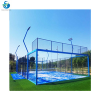 Terrain de padel panoramique professionnel 10x20m, taille standard, murs en verre trempé pour utilisation intérieure/extérieure, tennis, garantie de 3 ans