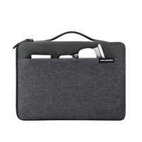 Housse pour ordinateur portable moderne et minimaliste de 14/16 pouces, en polyester hydrofuge, antichoc à 360°, avec poignée rétractable et fermeture éclair