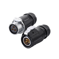 Connecteur étanche IP68 20A certifié CE, prise de câble d'alimentation à montage sur panneau à 3 broches, assemblage à joint bout à bout, LP-20-C03PE-01-001