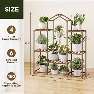 Houtplant Stand Indoor Buiten Ladder Plant Display Plankje Opbergrek Organizer Voor Patio Garde - Product Image 2
