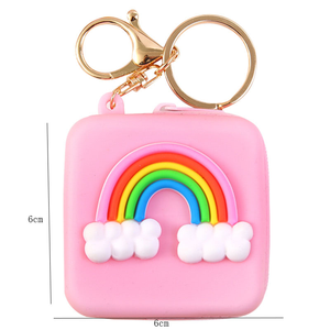 กระเป๋าใส่หูฟังมินิสำหรับเด็กผู้หญิง กระเป๋าใส่เหรียญลายการ์ตูนน่ารัก ของขวัญสำหรับเด็ก  กระเป๋าซิลิโคนยางรูปสัตว์ พร้อมพวงกุญแจ - Product Image 1