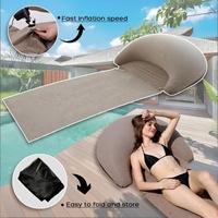 Matelas de plage gonflable portable et pliable avec coussin, idéal pour se prélasser en extérieur, dormir, le camping et les voyages