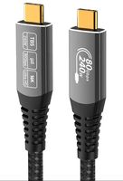 Cable de Datos USB4.0 Tipo-C a Tipo-C de 1m, 40G 80G Superspeed, Carga Rápida PD240W, con Blindaje Trenzado
