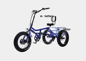 Cargo Electric Bike Aluminum Alloy Frame 48v 500w 750w Front Wheel Geared Hub Motor Electric Cargo Bike Electric Fat Tire Bike Trike