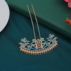 กิ๊บติดผมทรงตรงคู่ ลายฉลุ สีไม่ตก ทำจากโลหะผสม  เครื่องประดับผมโบราณสำหรับผู้หญิง ทรงผมแบบดั้งเดิม - Product Image 5