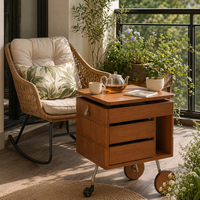 Table de chevet roulante moderne avec roulettes pivotantes, tiroirs et mécanisme de dessus coulissant, style Mid-Century, pour chambre et salon