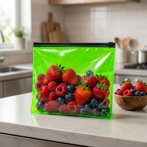 Custom Fluorescent Slider Zipper Bag Translucent PVC Pouch Reusable Food Grade Produce Storage Packaging - Product Image 3