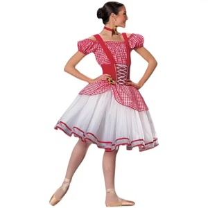 Abito da ballo da donna in tessuto a quadretti rosso e bianco per palcoscenico, abbigliamento e vestiti da donna - Product Image 2