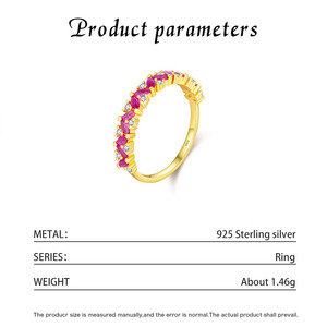 S925 Sterling Silver Gold Plated <b>Thin</b> Band <b>Ring</b> With Pink And White Zircon Stackable Jewelry Gift For Women Daily Party Wear - Product Image 4