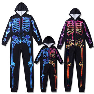 Ropa de descanso Pijamas de vacaciones <span class=keywords><strong>Esqueleto</strong></span> Halloween Impreso Con capucha Fiesta de Halloween Ropa de dormir para la familia - Product Image 2