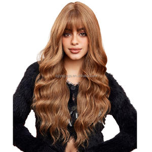 WH33วิกผมลอนคลื่นน้ำ26นิ้ว, วิกผมลอน<span class=keywords><strong>ยาว</strong></span>เส้นใยสังเคราะห์สีน้ำตาล<span class=keywords><strong>ท</strong></span>องเลือกย้อม15สีสำหรับ<span class=keywords><strong>ผม</strong></span>ผู้หญิง - Product Image 1