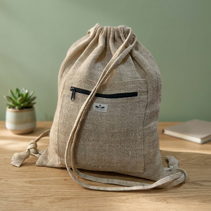 Premium Handmade 100% Hemp <b>Drawstring</b> <b>Backpack</b> Eco Friendly Sustainable Hemp Sack Large Capacity Gym Swimming Cotton Carrying - Product Image 1