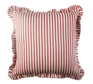 Sofa dekorasi rumah tekstil bergaris kain bantal 45x45 Ruffle rumbai sarung bantal penutup bantal
