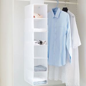 Pink Foldable Hanging Closet Organizer 33x15x85cm Five-Layer Non-Woven Fabric Storage Rack for Clothes and Sundries - Product Image 3