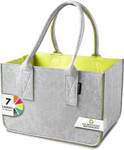 Sac de rangement en feutre polyester 30L avec logo personnalisé, deux poignées, fermeture ouverte, pour les courses quotidiennes, couleur personnalisée - Product Image 6