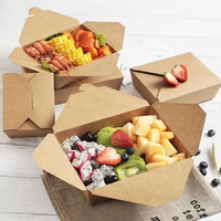 Boîte alimentaire en papier kraft biodégradable écologique personnalisée |   Emballage jetable résistant à la graisse et aux fuites pour sushis et salades