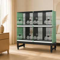 Cage d'élevage d'oiseaux séparable, facile à nettoyer, antirouille, double volière en fil de fer, métal vert, vente directe usine OEM
