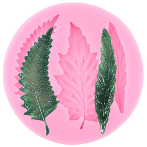 Feather Fondant Silicone Mold Round Pink Cake Decoration DIY Chocolate Leaf Mold 10.6x10.7x0.9cm - Product Image 5