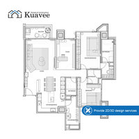 KUAVEE Conception architecturale de zone résidentielle, style européen, mobilier simple et chaleureux, service de solution de conception en rendu 3D