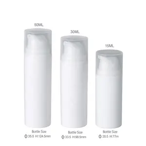 Campione gratuito antitraspirante flacone pompa in plastica pp airless, 15ml 30ml 50ml fornitori di palline per la cura della pelle bottiglia di siero senz'aria