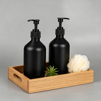 Bouteilles distributrices Boston personnalisées en plastique noir mat de 300 ml et 500 ml, vides et rechargeables, pour savon liquide, lotion et shampoing