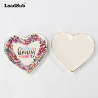 Plateau à bijoux en porcelaine blanche miniature personnalisé en forme de cœur de 4,5 pouces, sublimation DIY, logo couleur personnalisé, décoration moderne pour la maison, Trincket