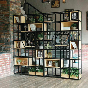 Portatile Moderno Mobili di Grandi Dimensioni di Altezza Libreria, 4 Tiers Industriale Scala di Metallo Libro Scaffale Armadietto Del Vino in Legno per Soggiorno - Product Image 3