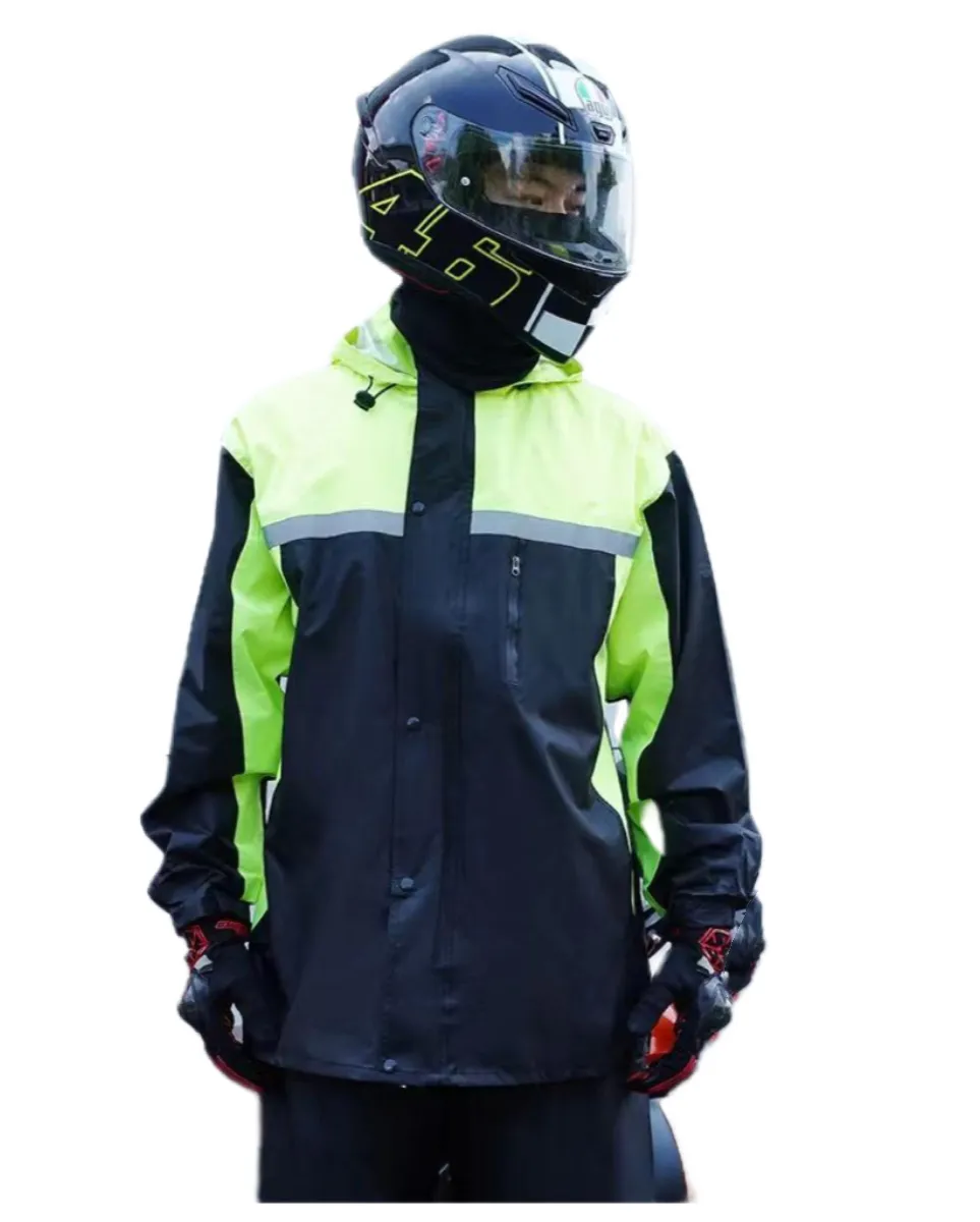 Veste de pluie réfléchissante haute visibilité verte, confortable et imperméable pour hommes, adaptée à toutes les motos de pêche sportive.