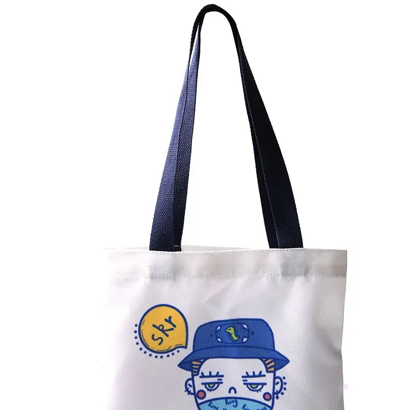 Fashion personalized printed polyester canvas wholesale tote bags for shopping