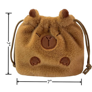 6892 haute qualité en peluche Capybara moelleux cordon maquillage sac avec bretelles filles mignon dessin animé Animal Capybara maquillage sac - Product Image 3