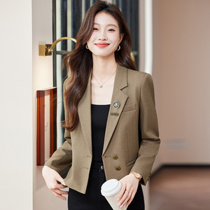 Women's Blazer Spring Autumn 2025 New Style Petite High End Casual Suit Top Solid Color Anti Wrinkle Polyester Fabric - Product Image 3