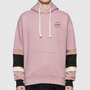 Jersey de felpa francesa de 280Gsm para hombre, nuevo y elegante, personalizado, estampado de soplo, cordón, hombro caído, retales multicolores bordados - Product Image 5