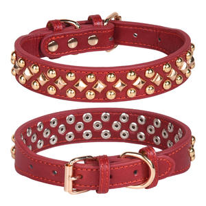 Collier de chien en cuir PU de luxe personnalisé ensemble de rivets anti-morsure dominateurs avec accessoires de cou en diamant collier de chien réglable - Product Image 6