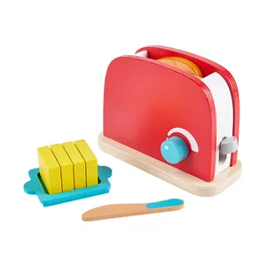 Mini grille-pain de cuisine rose éducatif Montessori, jouets pour enfants, ensemble de grille-pain en bois personnalisé pour enfants