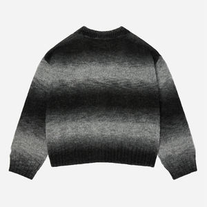 Manufacturer Custom Logo Embroidery Wool Blend Brushed Gradient Vintage Fuzzy Striped Knitted <b>Cardigan</b> <b>Sweater</b> - Product Image 2