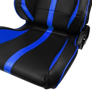 シングルスライダーオートレーシングシートを備えたリクライニング可能な黒と青のPVCレザーカーシートレーシング - Product Image 4