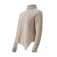 Pull col roulé en laine et cachemire pour femme, tricoté à la machine, basique, décontracté, automne-hiver, personnalisable OEM ODM, 400g
