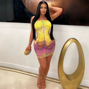 Hot Selling Rhinestone <strong>Dress</strong> <strong>Sexy</strong> Spaghetti Strap <strong>Dress</strong> Mesh Beach Mini <strong>Sequin</strong> <strong>Dress</strong> Women <strong>Bodycon</strong> - Product Image 6