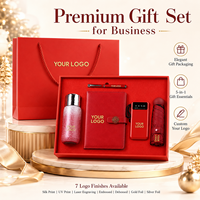Coffret Cadeau d'Affaires pour les Fêtes avec Logo Personnalisé : Carnet à Sangle, Stylo, Bouteille en Titane, Batterie Externe, Parapluie Pliant, Boîte Cadeau
