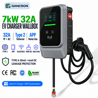 Boîtier de chargeur de véhicule électrique Type 2 T2 7 kW 32 A CA Monophasé Réglable Station de recharge murale avec application pour usage domestique