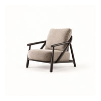Fauteuil d'appoint moderne en tissu rembourré avec structure en bois massif pour salon, coin lecture, personnalisable