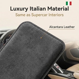 Étui de téléphone portefeuille élégant en Alcantara, doux pour la peau, antidérapant, sûr pour <span class=keywords><strong>Apple</strong></span>, avec porte-cartes <span class=keywords><strong>Mag</strong></span> - Product Image 3