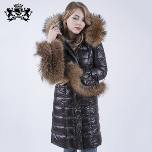 Long Warm Real Raccoon <strong>Fur</strong> <strong>Hooded</strong> Down <strong>Jacket</strong> for Women Winter - Product Image 5