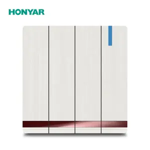 Honyar 전기 새로운 럭셔리 디자인 영국 표준 가정용 전기 스위치 16A 250V 푸시 버튼 4 갱 2 방향 스위치