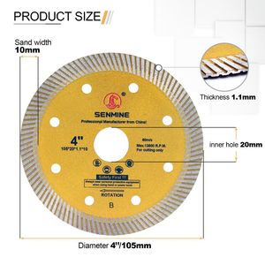Disque de coupe professionnel diamanté turbo OEM de qualité industrielle pour <span class=keywords><strong>scie</strong></span> à table, coupe rapide sans éclats pour carreaux de porcelaine, 1 pouce 110 mm - Product Image 2