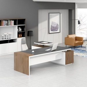 Muebles de Oficina Modernos y Lujosos de Madera en Forma de L para Gerentes, Escritorio Ergonómico, Mesas y Sillas de Oficina - Product Image 1